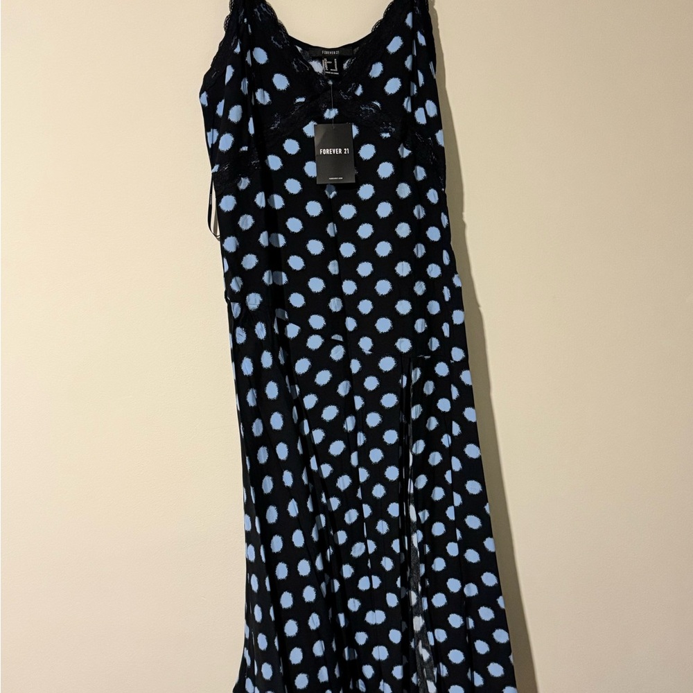 Forever 21 Black Dress with Blue Polka Dots